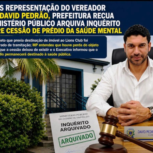 APÓS REPRESENTAÇÃO DO VEREADOR DR. DAVID PEDRÃO, PREFEITURA RECUA E MINISTÉRIO PÚBLICO ARQUIVA INQUÉRITO SOBRE CESSÃO DE PRÉDIO DA SAÚDE MENTAL}