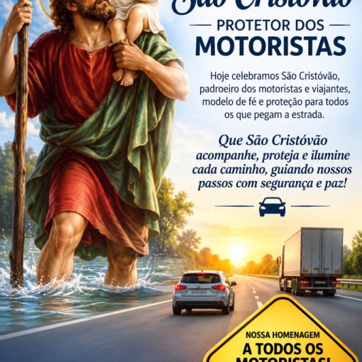 DIA DE SÃO CRISTÓVÃO - FÉ, PROTEÇÃO E GRATIDÃO AOS MOTORISTAS}