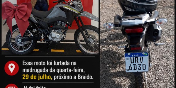 MOTO ZERO QUILÔMETRO É FURTADA EM LEME