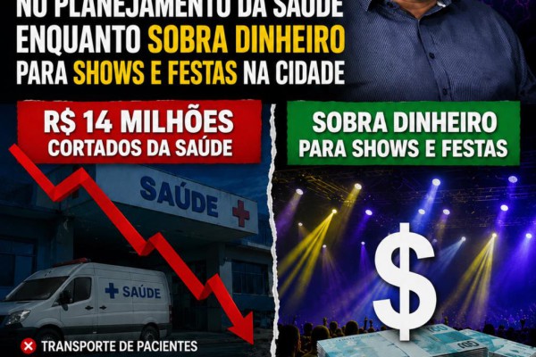 PREFEITO CLAUDEMIR BORGES CORTA QUASE R$ 14 MILHÕES NO PLANEJAMENTO DA SAÚDE ENQUANTO SOBRA DINHEIRO PARA SHOWS E FESTAS NA CIDADE}