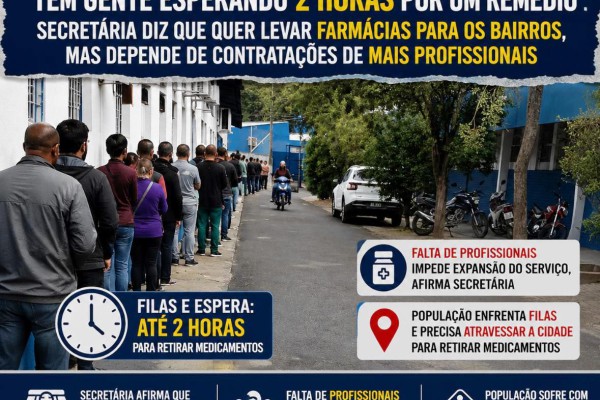 "TEM GENTE ESPERANDO 2 HORAS POR UM REMÉDIO": SECRETÁRIA DIZ QUE QUER LEVAR FARMÁCIAS PARA OS BAIRROS, MAS DEPENDE DE CONTRATAÇÕES DE MAIS PROFISSIONAIS}