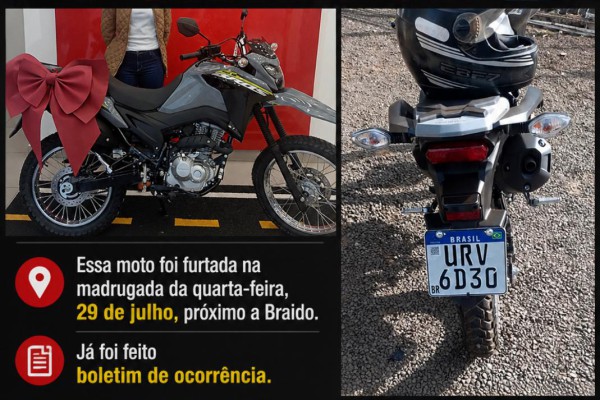 MOTO ZERO QUILÔMETRO É FURTADA EM LEME}