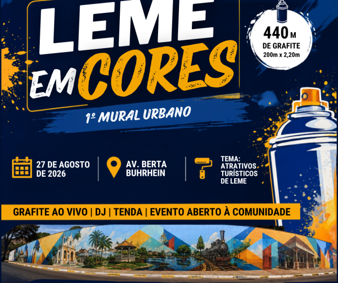 PREFEITURA DE LEME REALIZA O MAIOR MURAL DE GRAFITE DA CIDADE COM PARTICIPAÇÃO DE ALUNOS DA REDE DE ENSINO