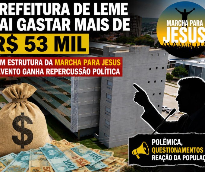 PREFEITURA DE LEME VAI GASTAR MAIS DE R$ 53 MIL COM ESTRUTURA DA MARCHA PARA JESUS E EVENTO GANHA REPERCUSSÃO POLÍTICA