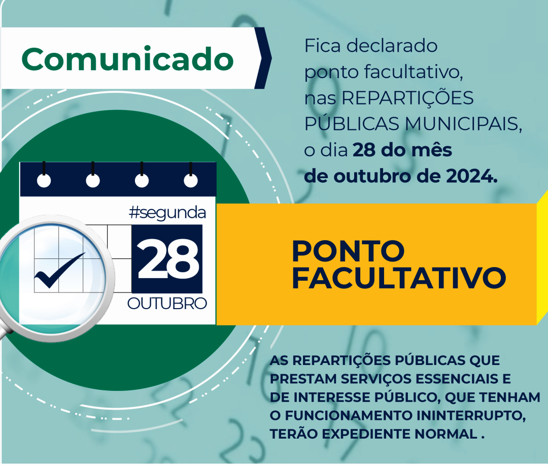 PONTO FACULTATIVO DIA 28 DE OUTUBRO - DIA DO SERVIDOR PÚBLICO