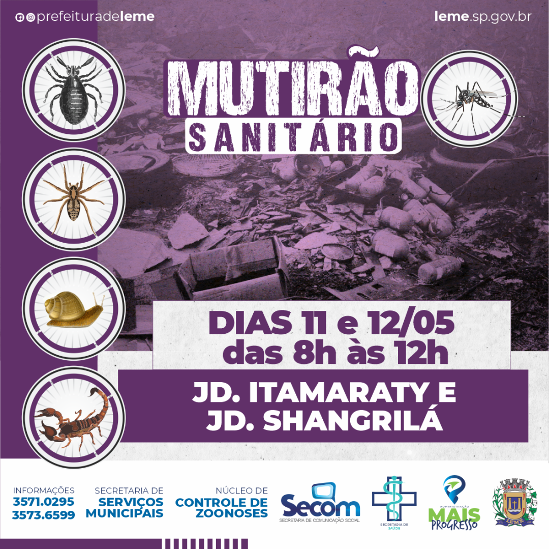 “MUTIRÃO SANITÁRIO” nos dias 11 e 12 de maio