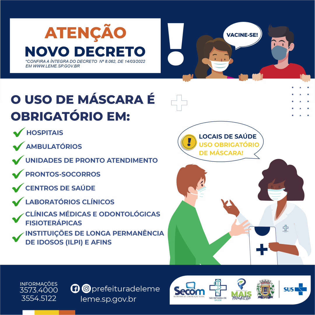 Decreto sobre o uso de máscara facial de proteção