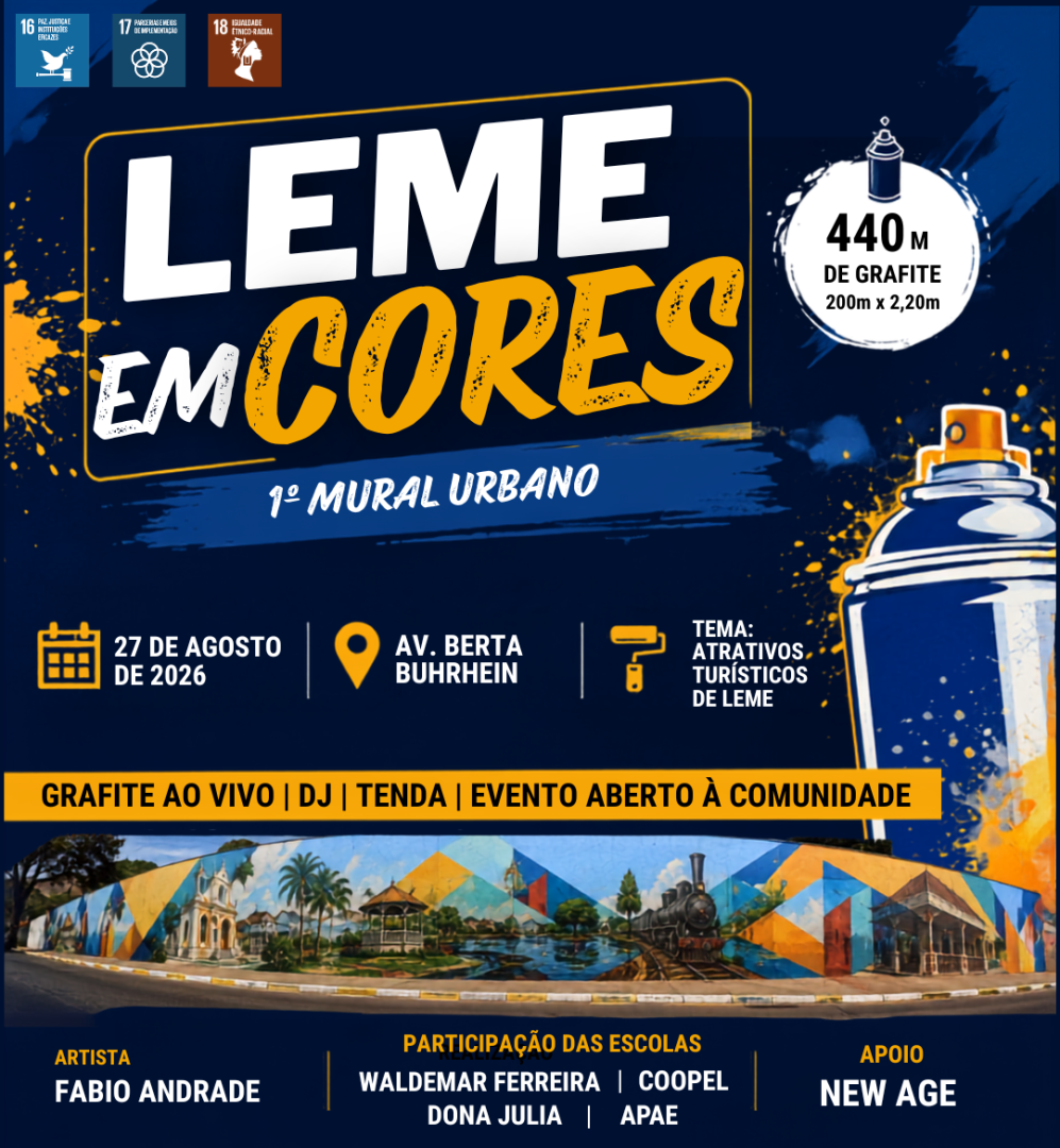 PREFEITURA DE LEME REALIZA O MAIOR MURAL DE GRAFITE DA CIDADE COM PARTICIPAÇÃO DE ALUNOS DA REDE DE ENSINO