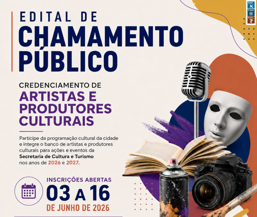 ESTÁ ABERTO O CREDENCIAMENTO PARA ARTISTAS E PRODUTORES CULTURAIS DE LEME E REGIÃO DE 03 A 16 DE JUNHO DE 2026