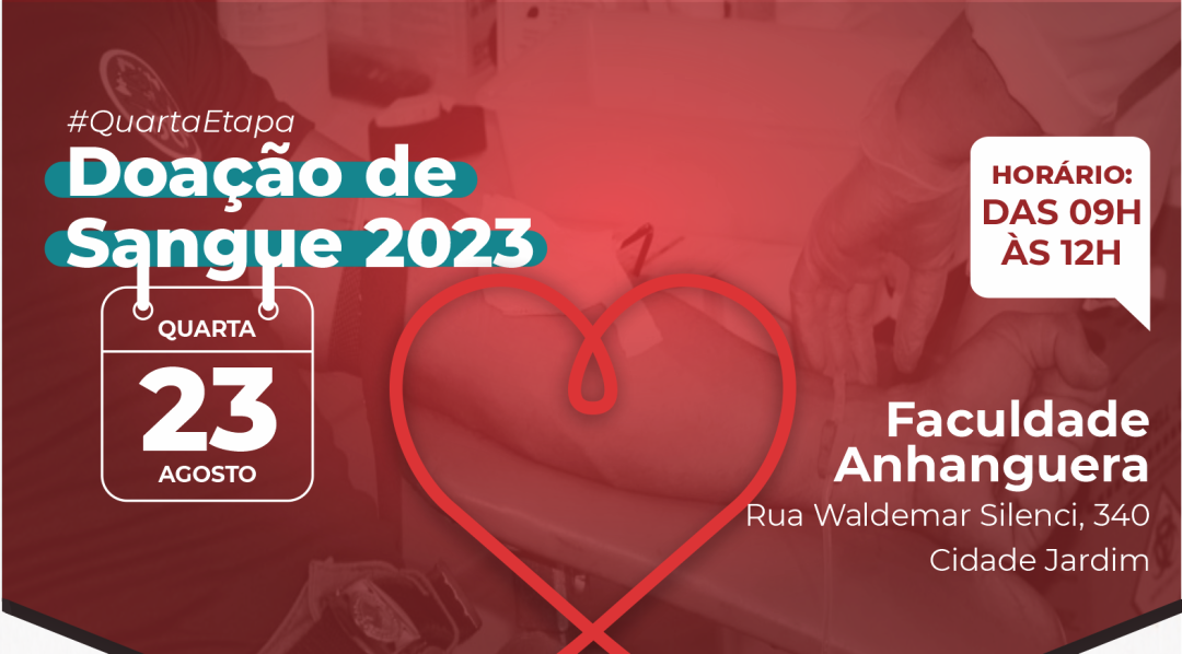 Quarta etapa do calendário de doação de sangue 2023 acontece dia 23 de agosto