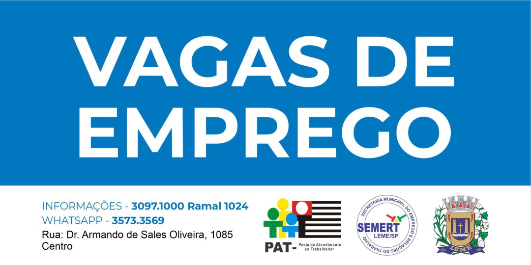 Vagas ativas do PAT – Posto de Atendimento ao Trabalhador – atualizadas até o dia 10/04/2024