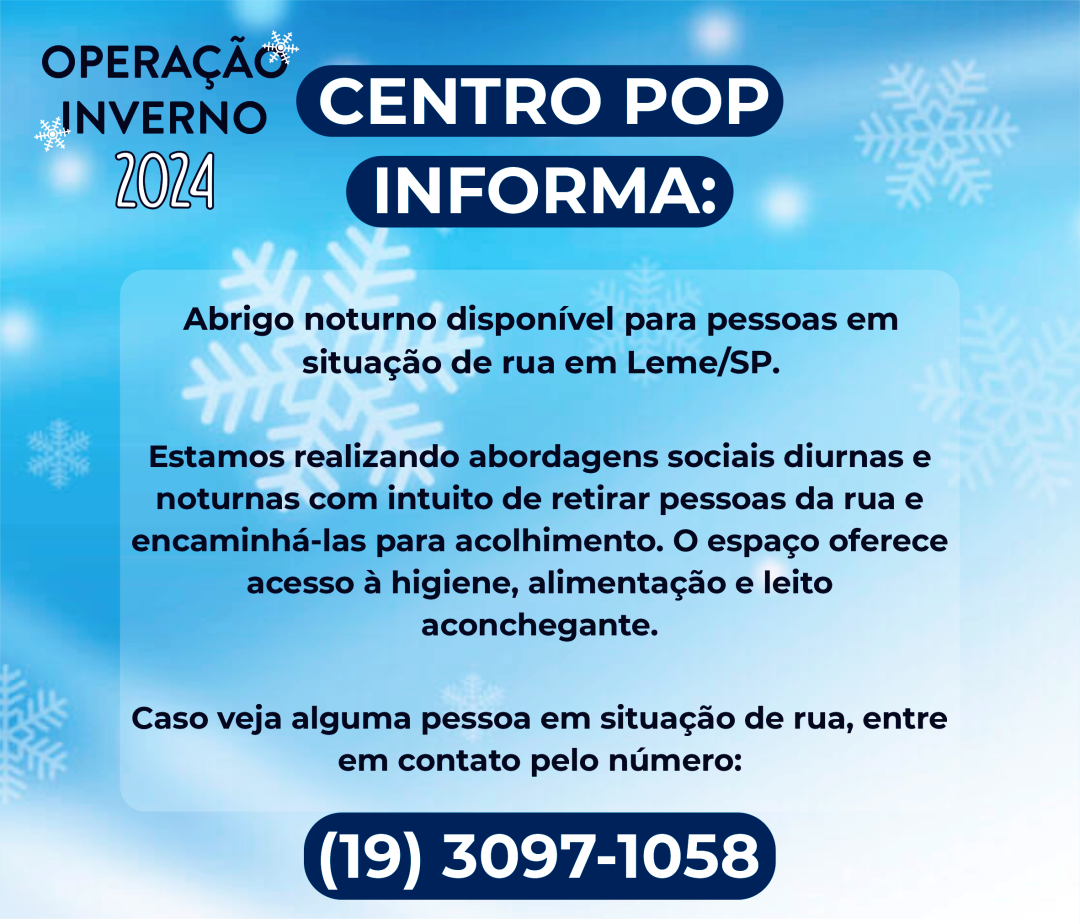 ATENÇÃO: OPERAÇÃO INVERNO 2024