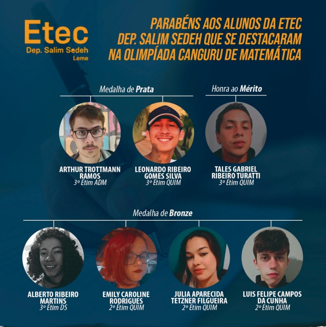 Alunos da ETEC “Dep. Salim Sedeh” se destacam no Concurso Canguru de Matemática