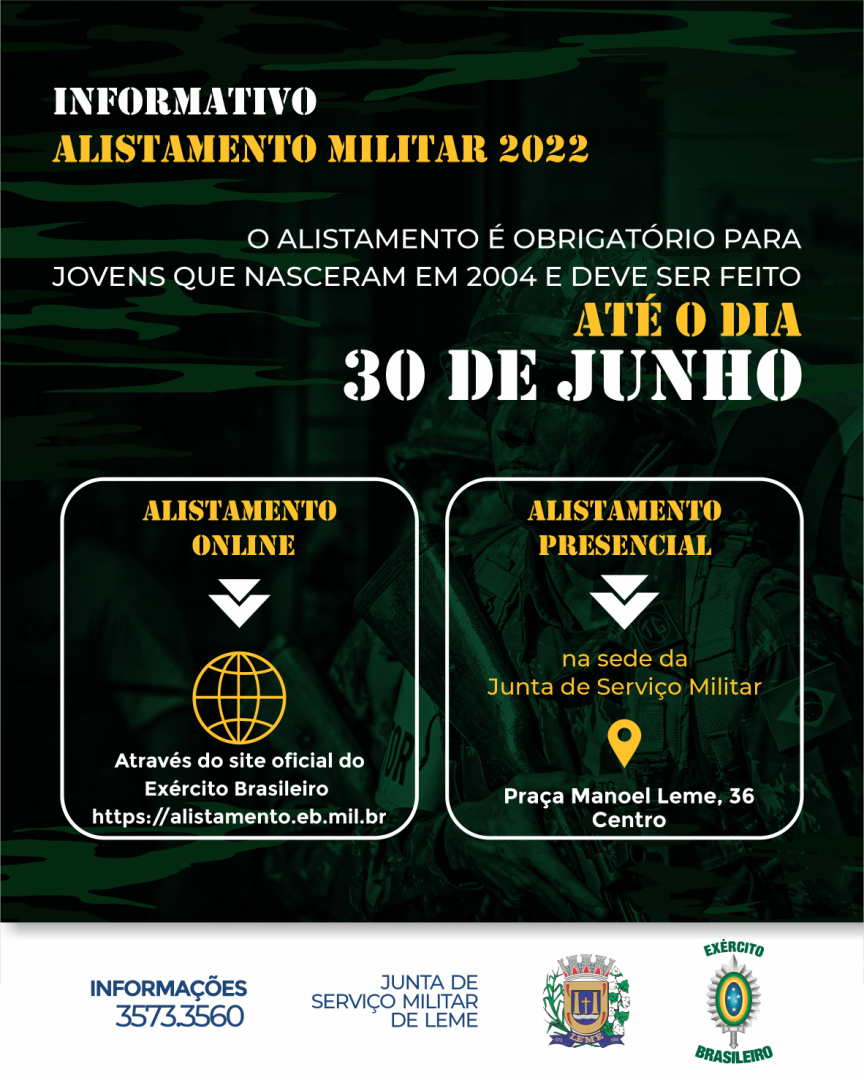 Junta de Serviço Militar informa sobre alistamento 2022