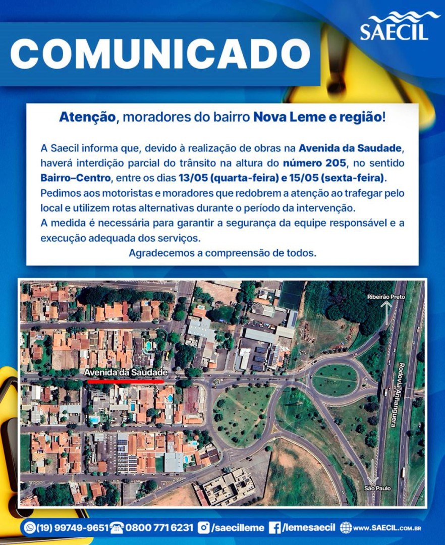 ATENÇÃO, MORADORES DO NOVA LEME E REGIÃO