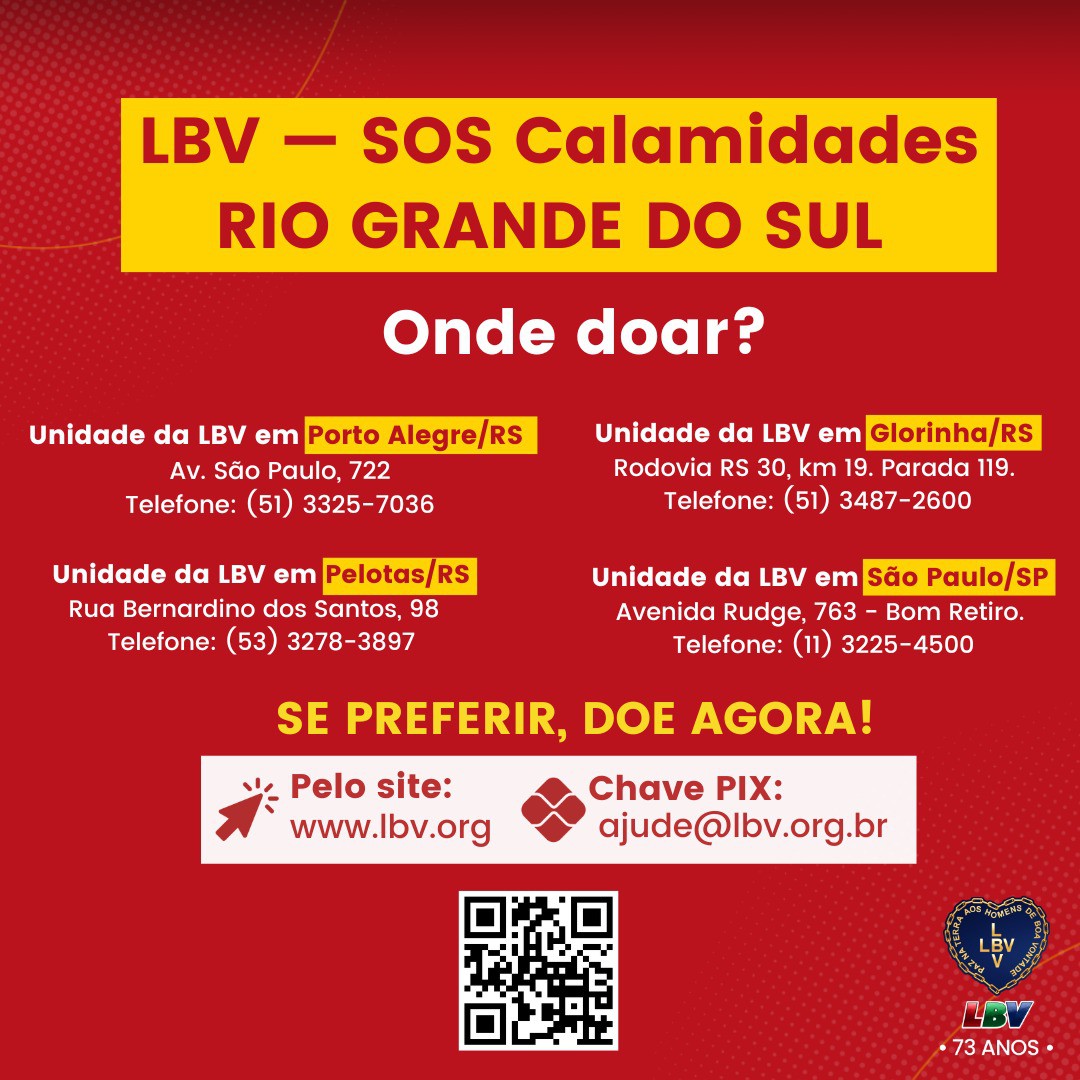 LBV mobiliza doações para o Rio Grande do Sul