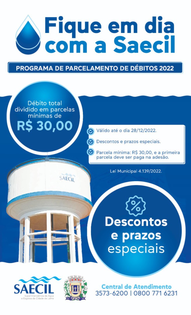 PARCELAMENTO DE DÉBITOS DA SUA CONTA DE ÁGUA