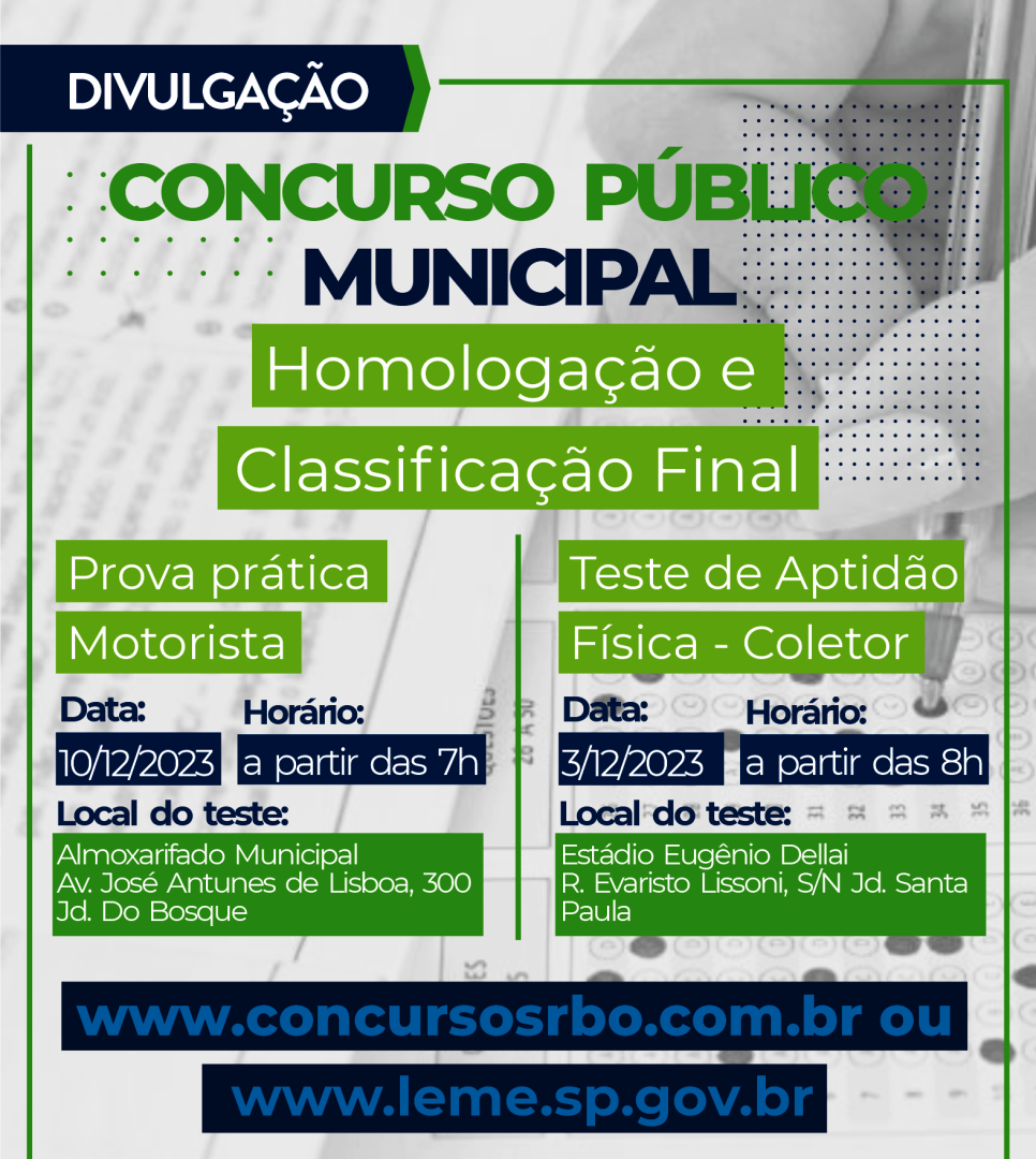 Prefeitura divulga atualizações sobre o concurso público edital 06/2023