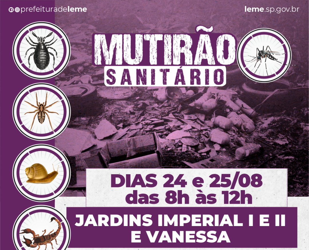 “MUTIRÃO SANITÁRIO” nos dias 24 e 25 de agosto