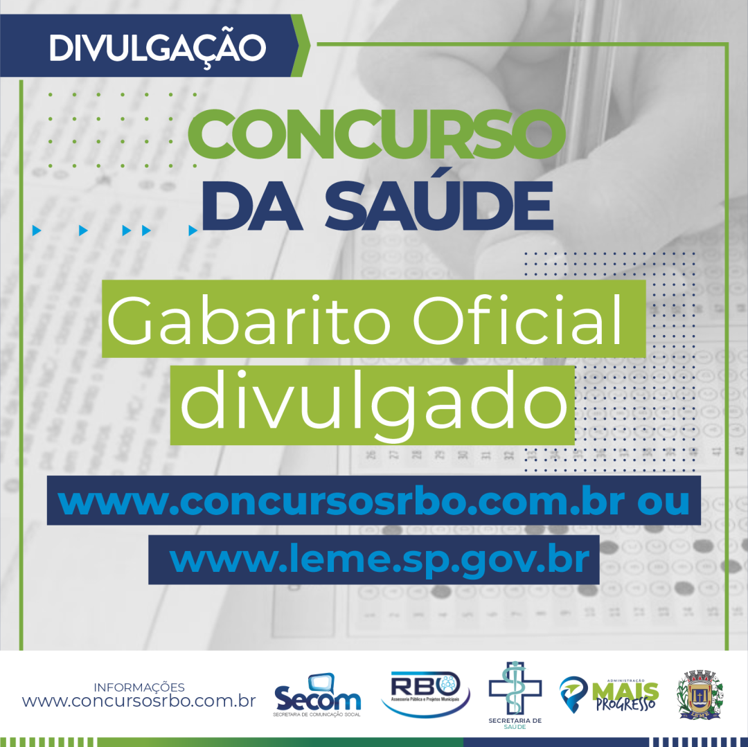 Prefeitura Divulga Gabarito Das Provas Do Concurso Realizadas No Dia 02 ...