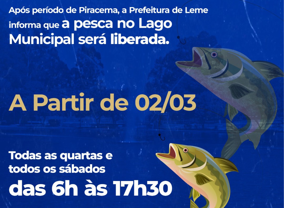 Após período de piracema, pesca será liberada no Lago Municipal