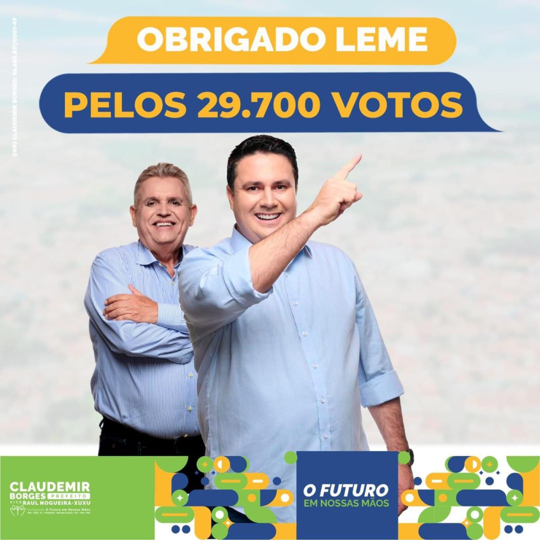 AGRADECIMENTO DO PREFEITO REELEITO, CLAUDEMIR BORGES