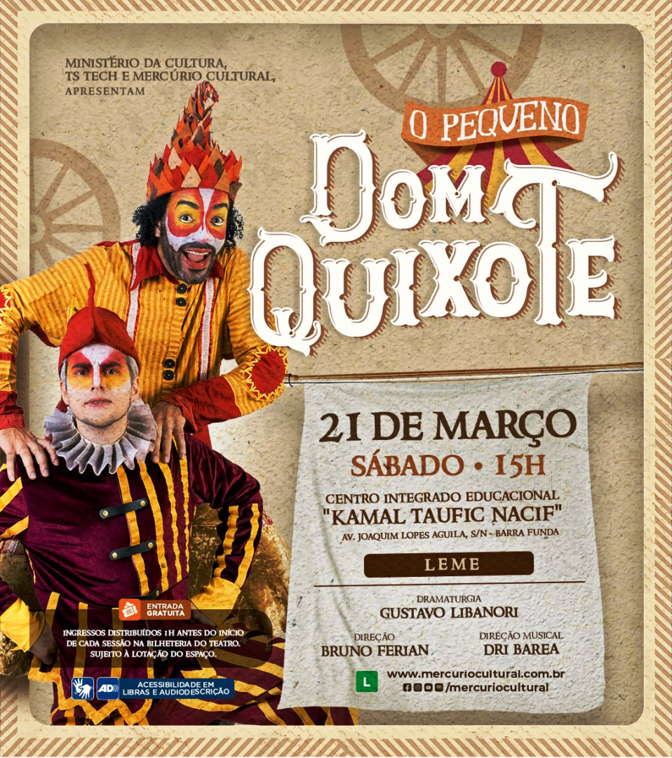 ESPETÁCULO “O PEQUENO DOM QUIXOTE” CHEGA A LEME COM PROPOSTA CULTURAL E EDUCATIVA