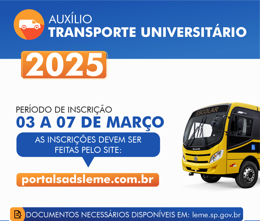 ATENÇÃO: PROGRAMA AUXÍLIO TRANSPORTE 2025 – DE 03 A 07 DE MARÇO