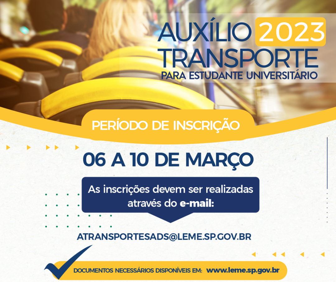 Auxilio Transporte 2023 começa dia 06 de março