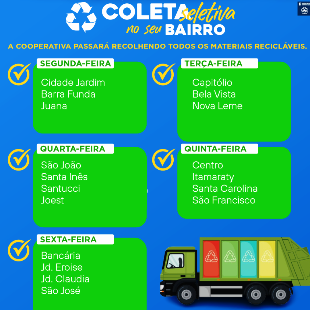 CRONOGRAMA DA COLETA SELETIVA NOS BAIRROS DE LEME