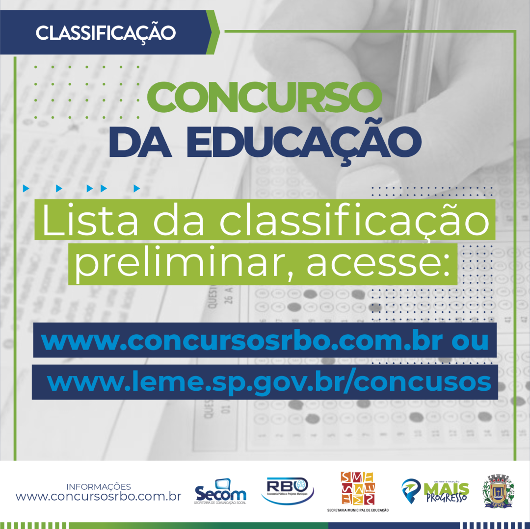 Divulgada lista de classificação preliminar do concurso público da Secretaria de Educação