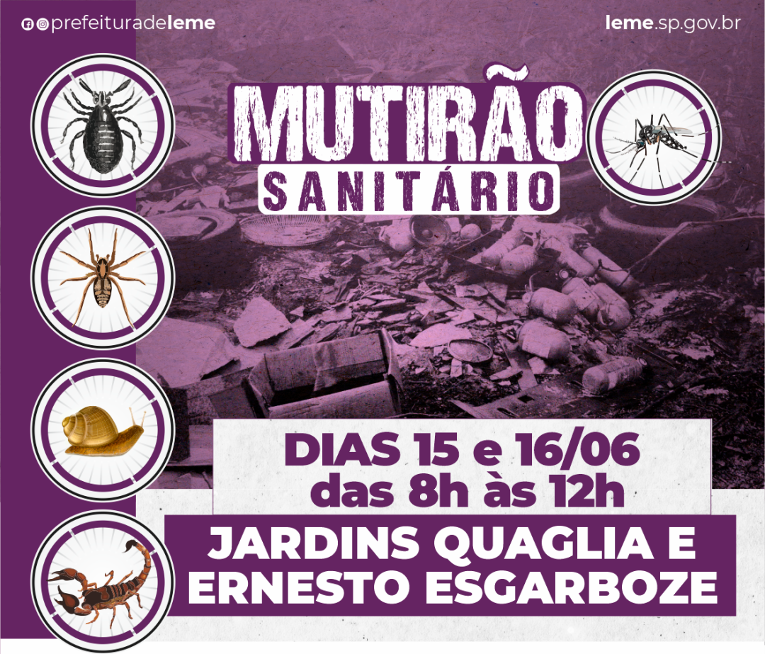 “MUTIRÃO SANITÁRIO” nos dias 15 e 16 de junho