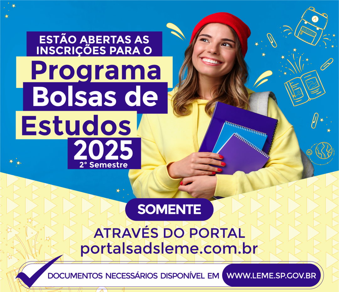 SADS INFORMA SOBRE INSCRIÇÕES PARA O PROGRAMA BOLSAS DE ESTUDOS - 2º SEMESTRE 2025