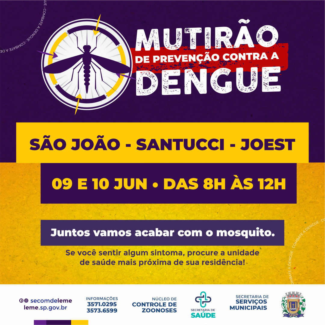 Mutirão contra o Aedes aegypti nos Bairros Vilas São João, Santucci e Joest será realizado no dia 09 e 10 de Junho