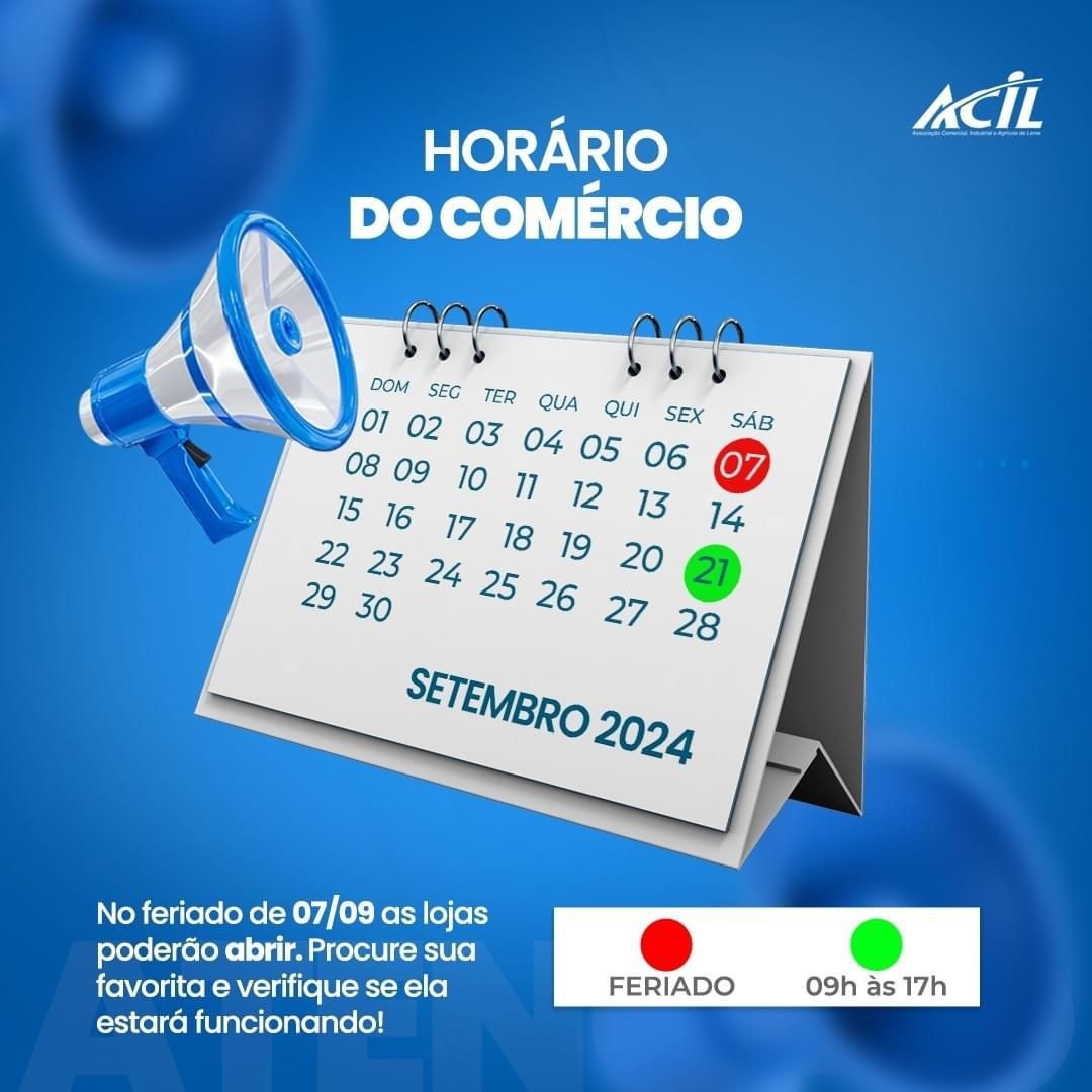 ATENÇÃO PARA OS HORÁRIOS DO COMÉRCIO