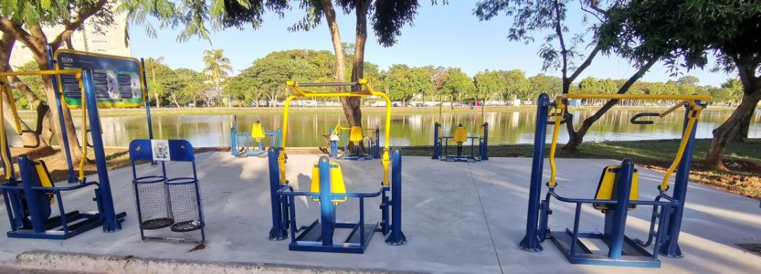 Lago Municipal ganha academia ao ar livre adaptada para deficientes físicos