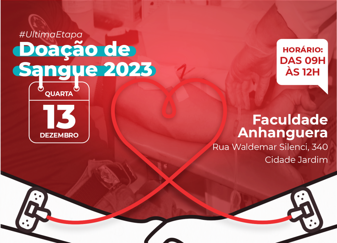 Última etapa do calendário de doação de sangue 2023, acontece dia 13 de dezembro