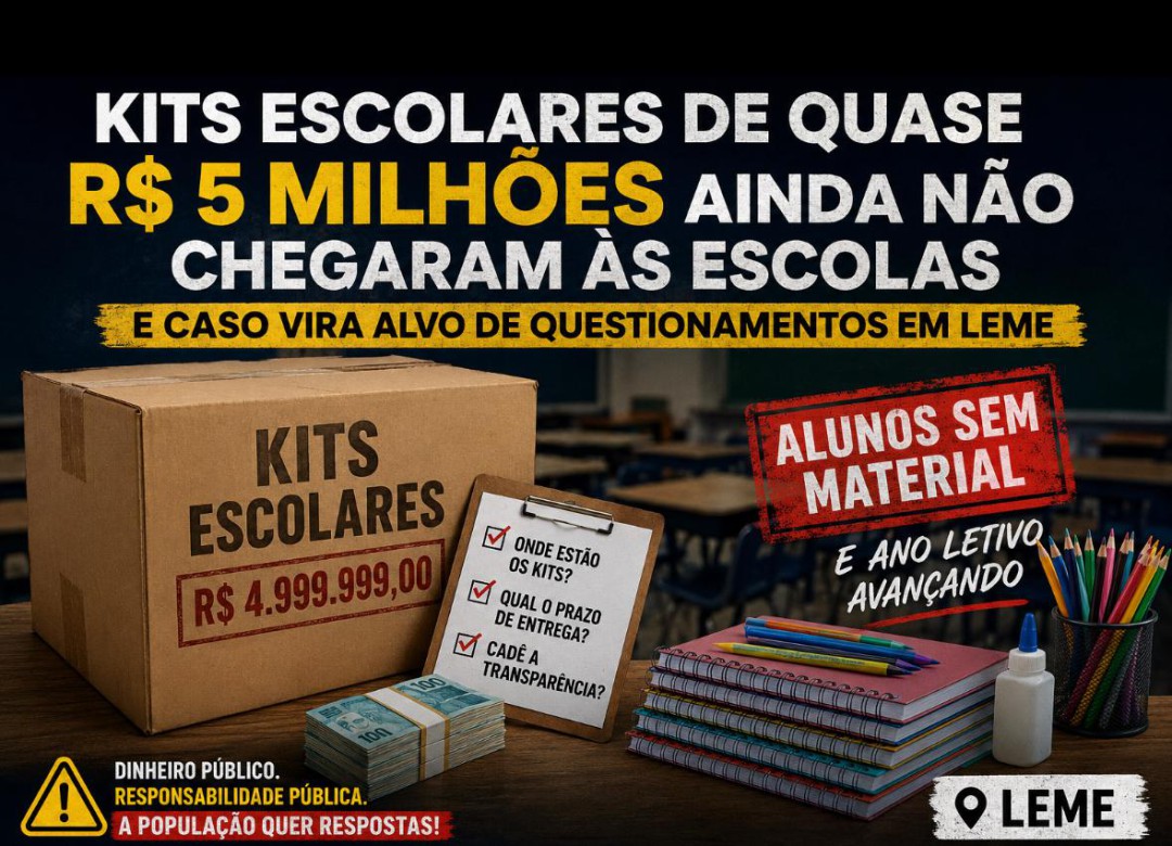 KITS ESCOLARES DE QUASE R$ 5 MILHÕES AINDA NÃO CHEGARAM ÀS ESCOLAS E CASO VIRA ALVO DE QUESTIONAMENTOS EM LEME