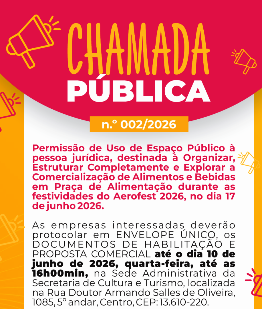 CHAMAMENTO PÚBLICO PARA EXPLORAÇÃO DA PRAÇA DE ALIMENTAÇÃO DO AEROFEST 2026