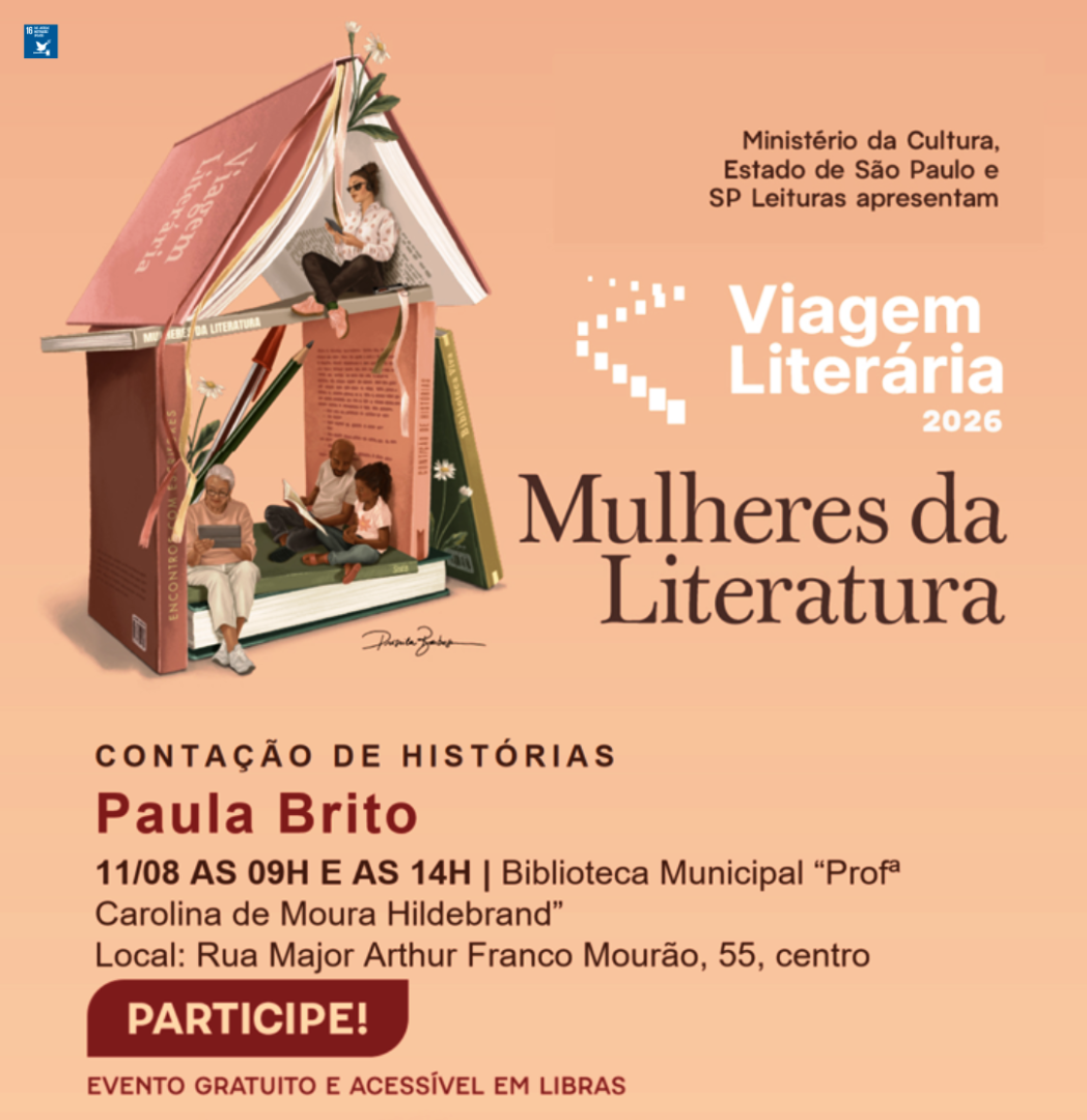 BIBLIOTECA MUNICIPAL RECEBE PROGRAMAÇÃO DO VIAGEM LITERÁRIA 2026 COM CONTAÇÃO DE HISTÓRIAS E ENCONTRO COM ESCRITORA