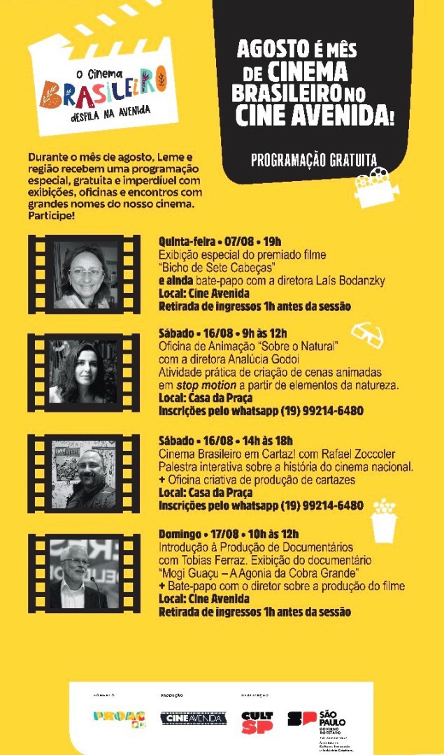 CINEMA BRASILEIRO GANHA ESPAÇO EM LEME COM SESSÕES ESPECIAIS E AÇÕES FORMATIVAS NO CINE AVENIDA