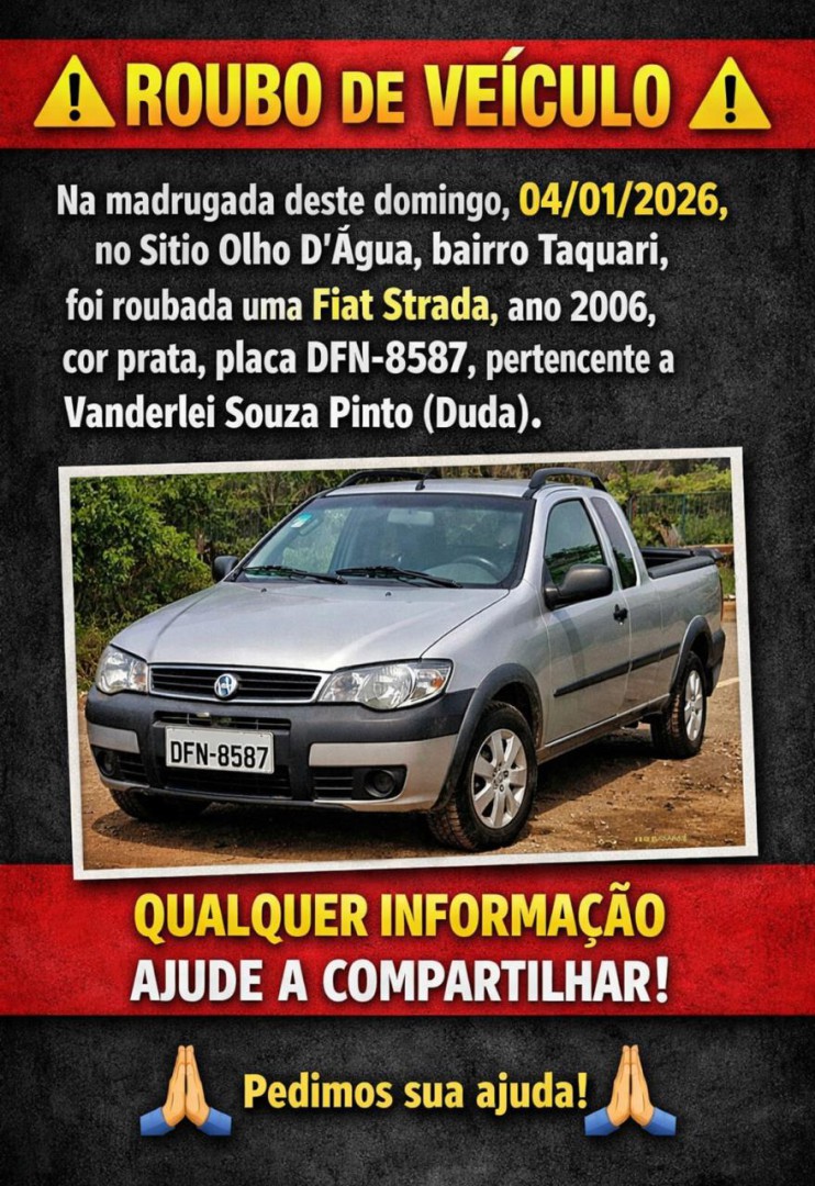 ATENÇÃO: ROUBO DE VEÍCULO