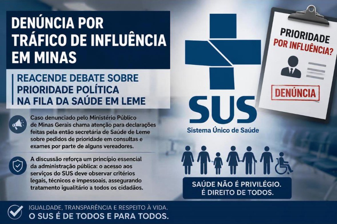 DENÚNCIA POR TRÁFICO DE INFLUÊNCIA EM MINAS REACENDE DEBATE SOBRE PRIORIDADE POLÍTICA NA FILA DA SAÚDE EM LEME