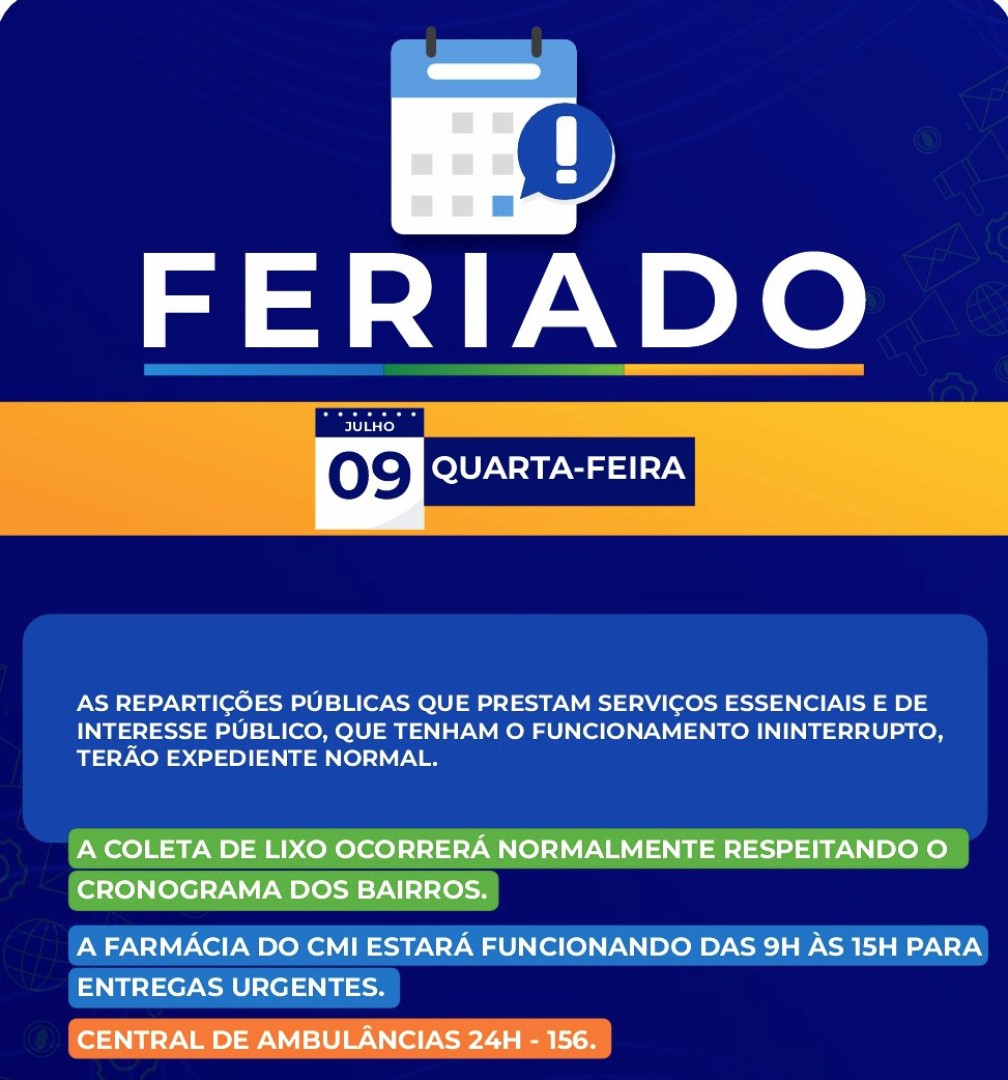 FERIADO ESTADUAL DE 09 DE JULHO