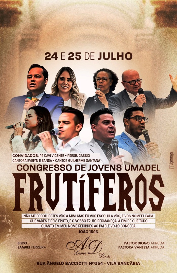 CONGRESSO DE JOVENS UMADEL 2026 “FRUTÍFEROS” ACONTECE NOS DIAS 24 E 25 DE JULHO EM LEME