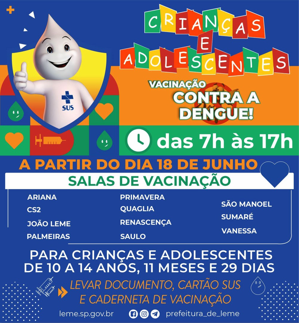 ATENÇÃO VACINAÇÃO CONTRA A DENGUE