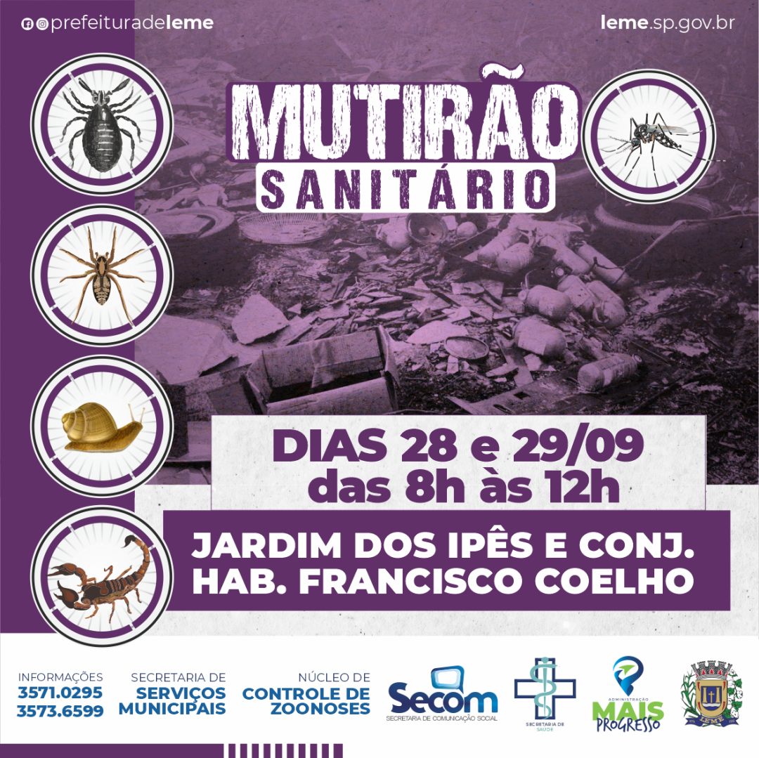 “MUTIRÃO SANITÁRIO” nos dias 28 e 29 de setembro