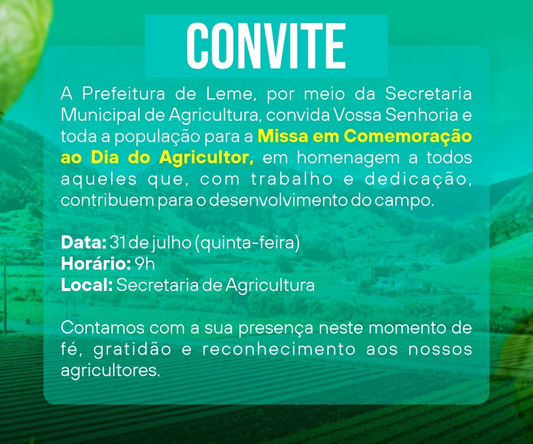 MISSA EM HOMENAGEM AO DIA DO AGRICULTOR
