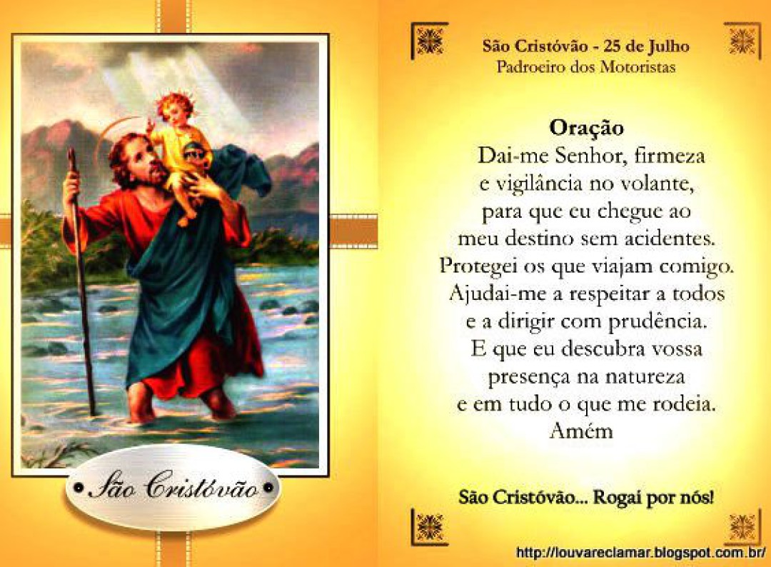DIA DO MOTORISTA E SEU PADROEIRO, SÃO CRISTÓVÃO