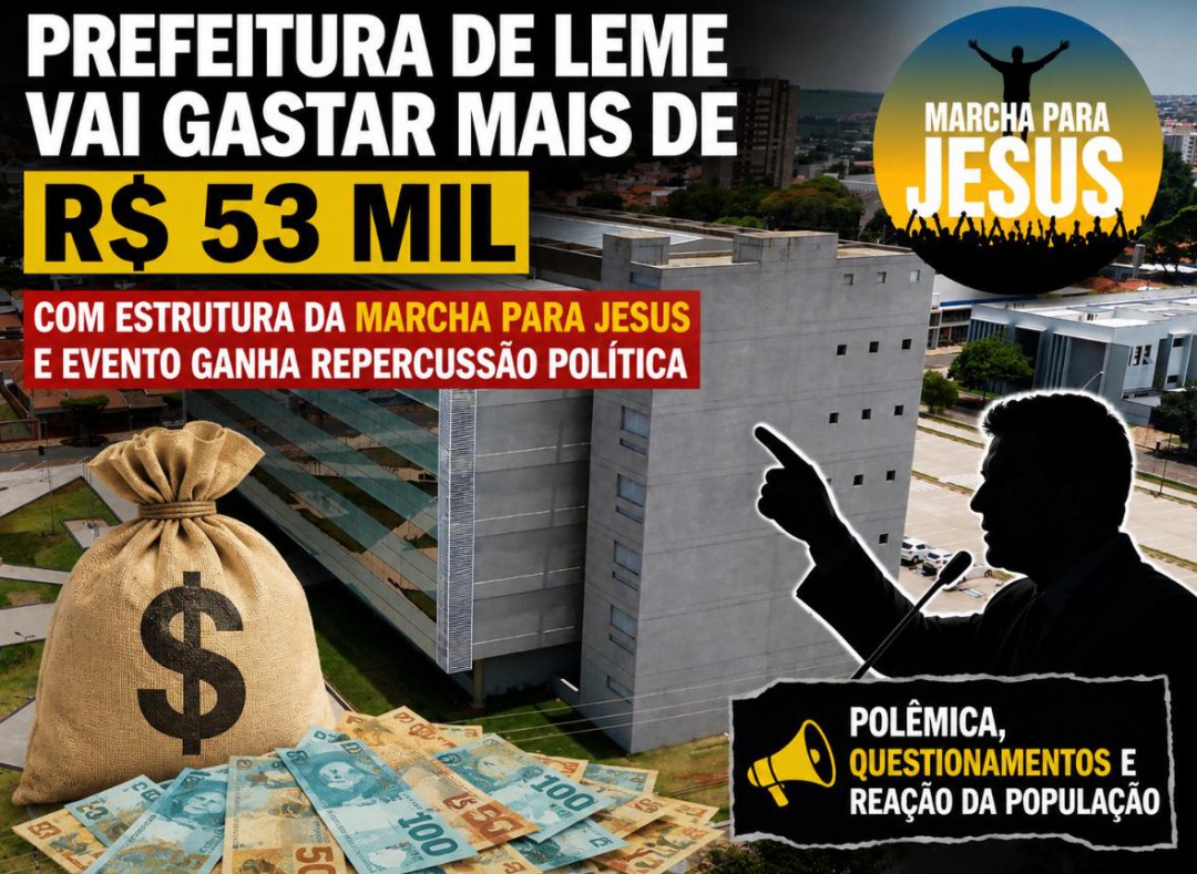 PREFEITURA DE LEME VAI GASTAR MAIS DE R$ 53 MIL COM ESTRUTURA DA MARCHA PARA JESUS E EVENTO GANHA REPERCUSSÃO POLÍTICA